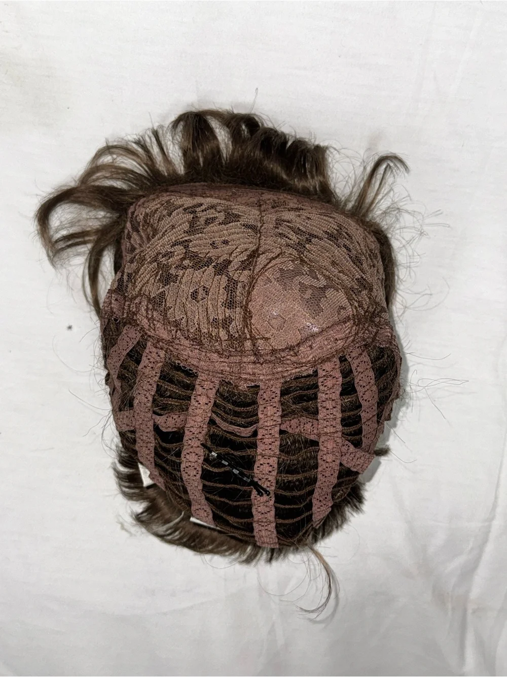 Vintage Adolfo Kanekalon Wig Body Perm Short Pixie Cut Layered Brown Shag Bangs